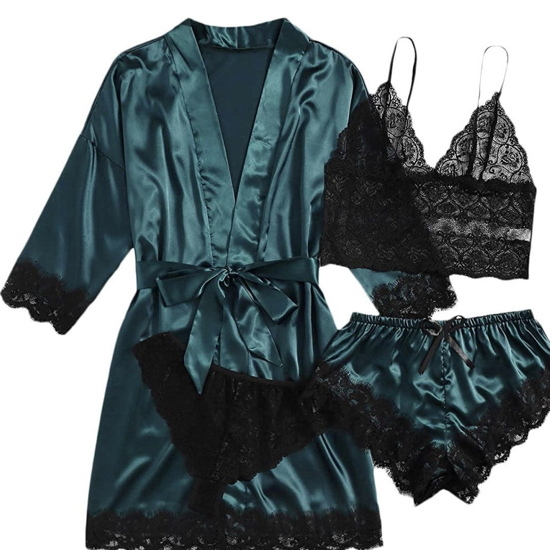 Iris Studio Women's 4-piece set of Lei suspender sleepwear, women's summer set with nightgown, nightdress wholesale