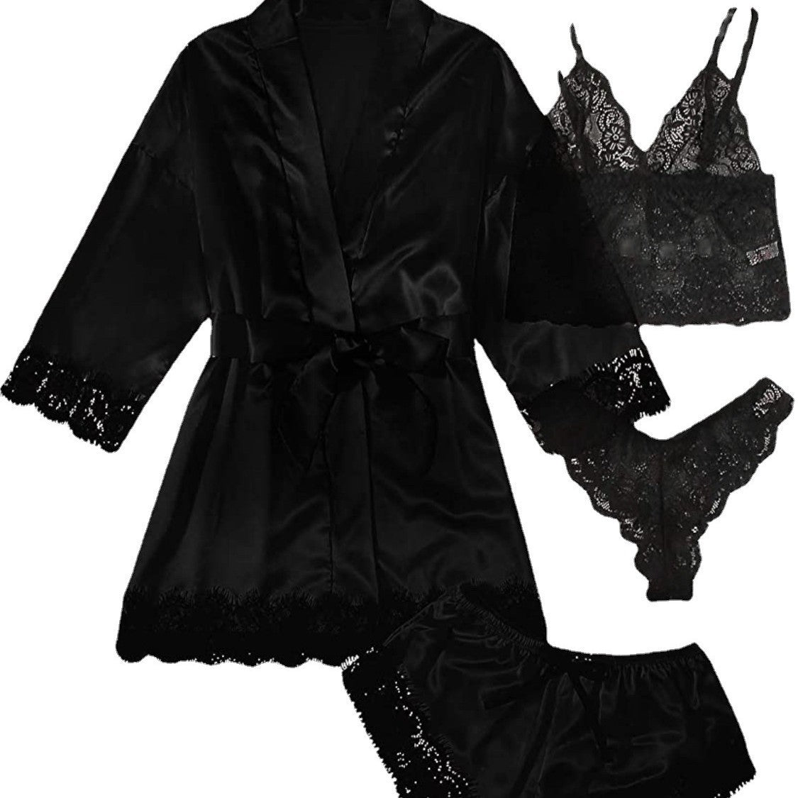 Iris Studio Women's 4-piece set of Lei suspender sleepwear, women's summer set with nightgown, nightdress wholesale