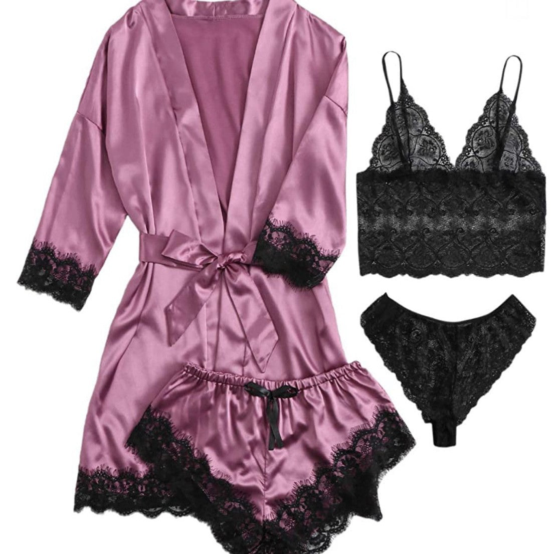 Iris Studio Women's 4-piece set of Lei suspender sleepwear, women's summer set with nightgown, nightdress wholesale