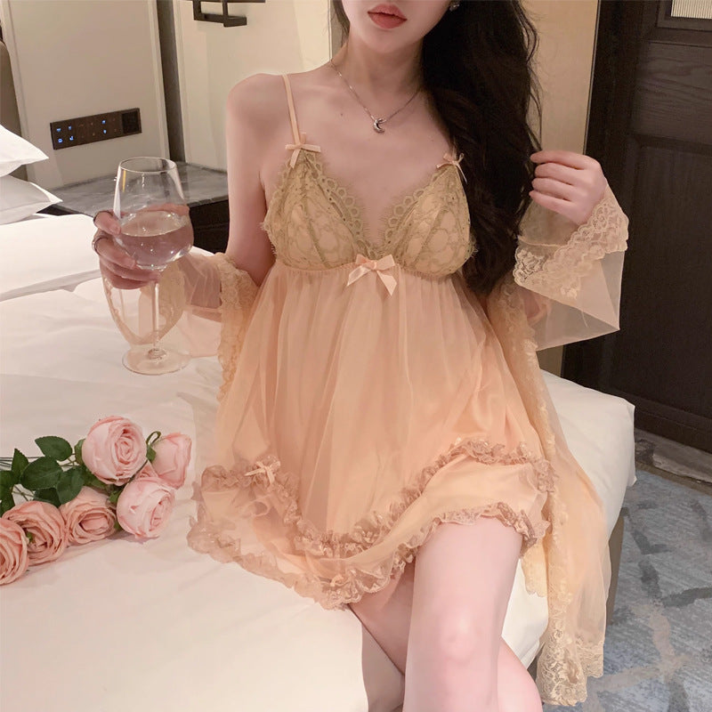 Iris Studio Sexy lingerie, hot gathering, plus chest cushion, plus size nightgown, outerwear, women's home suit set