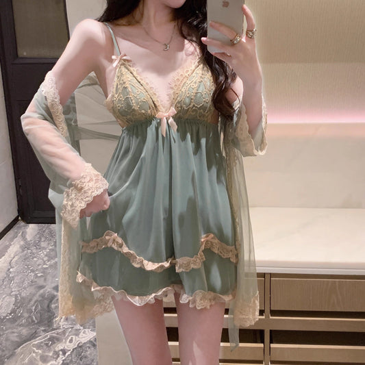 Iris Studio Sexy lingerie, hot gathering, plus chest cushion, plus size nightgown, outerwear, women's home suit set