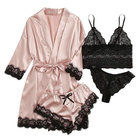 Iris Studio Women's 4-piece set of Lei suspender sleepwear, women's summer set with nightgown, nightdress wholesale